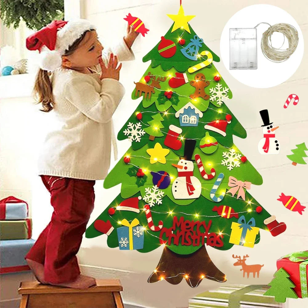 Árbol Navideño Montessori: Kit de Decoración Segura para Niños (Con Luces)