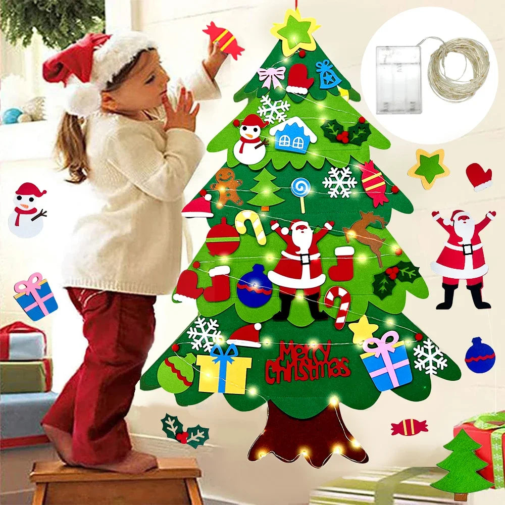 Árbol Navideño Montessori: Kit de Decoración Segura para Niños (Con Luces)